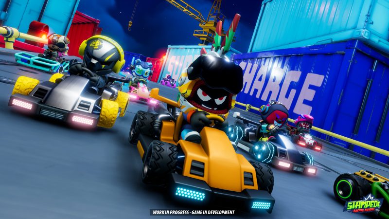 Screenshot from Stampede: Racing Royale, featuring karts and characters